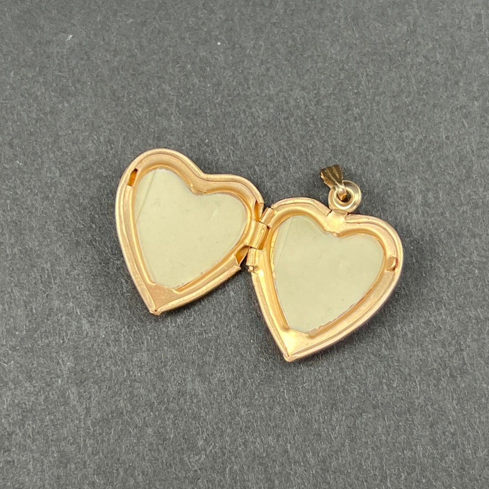 Vintage Gold Filled Locket Grandma Heart Floral Hand Painted 14KT GF Signed TK - Picture 5 of 8